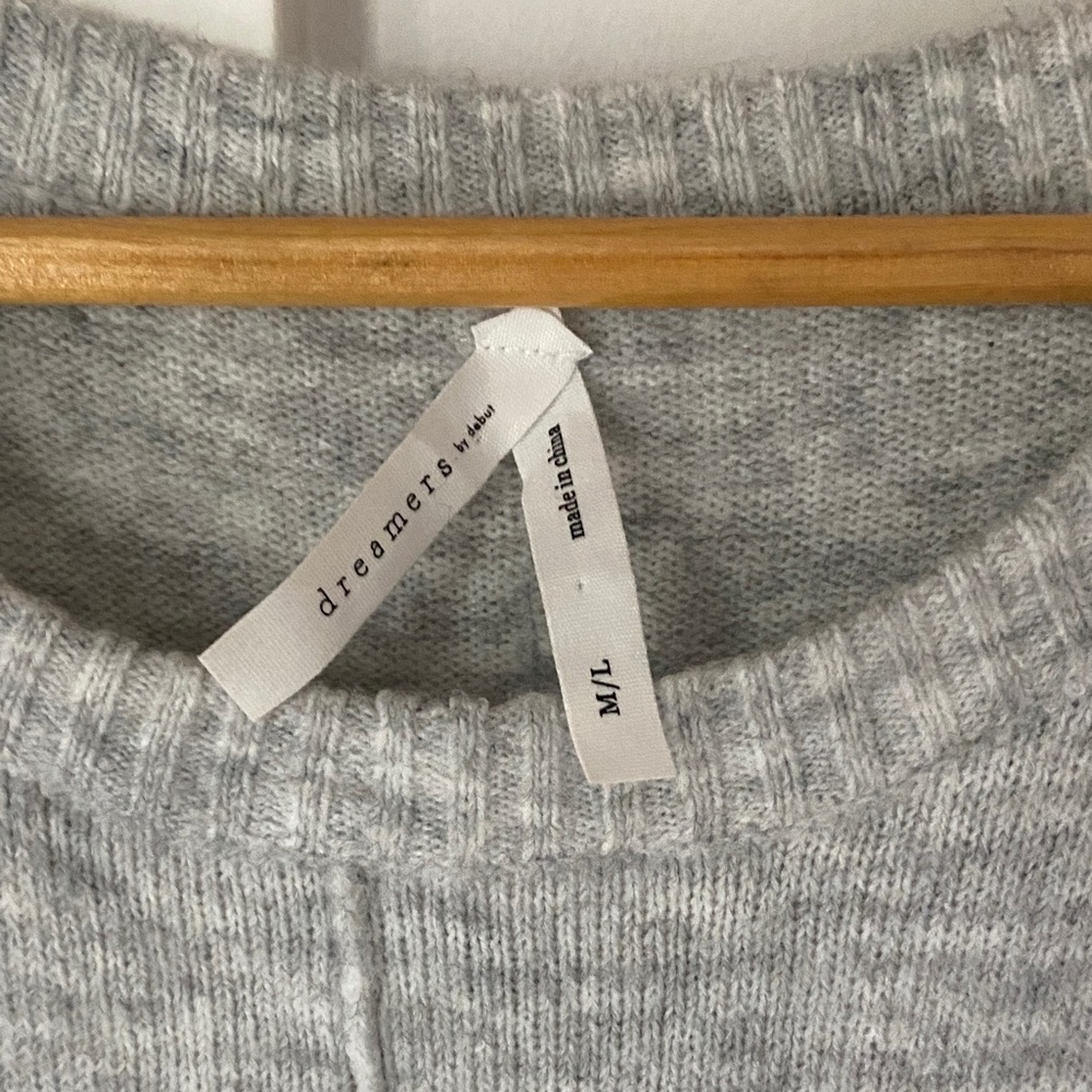 Dreamers Light Gray Crew Neck Super Soft Sweater Dress